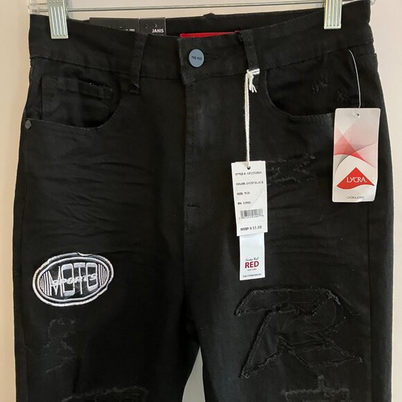 Smoke Rise Red Janis High Rise Slim Skinny Black Curvy Fit Jeans Size 9/28 NWT - Picture 2 of 13